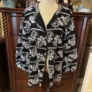 Chico's Monochrome Floral Open Jacket